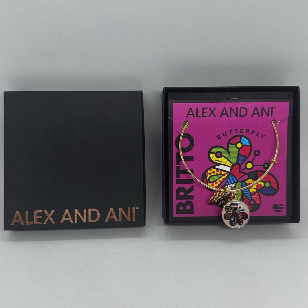 Alex and Ani Gold BRITTO Butterfly Charm Bangle Bracelet - Picture 3 of 7